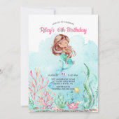 Cute Under the Sea Mermaid Invitation d'anniversai (Devant)