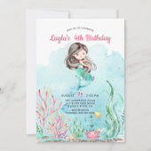 Cute Under the Sea Mermaid Invitation d'anniversai (Devant)