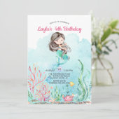 Cute Under the Sea Mermaid Invitation d'anniversai (Debout devant)