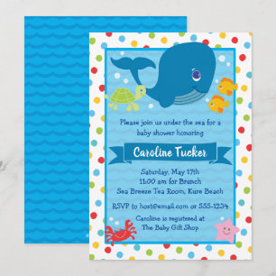 Cute Under the Sea Walvis Oceaan Baby Borrel Kaart