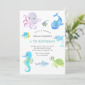 Cute under the sea watercolor Invitation Anniversa (Debout devant)