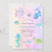 Cute Under the Sea Watercolor Invitation d'anniver (Devant)