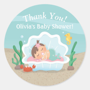Cute Under the Sea Zeemeermin Baby Shower Stickers