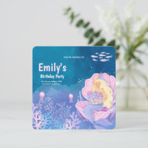 Cute Under the Sea Zeemeermin Verjaardagsuitnodigi