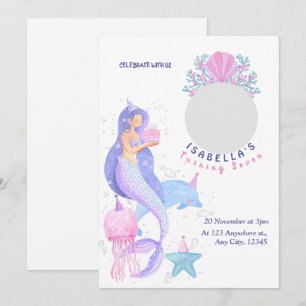 Cute under the Zee Mermaid Birthday Invitation Kaart