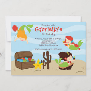 Cute under Zee Mermaid Birthday Party Kaart