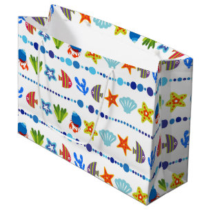 Cute underwater Animals Pattern Large Gift Bag Cadeauzakje