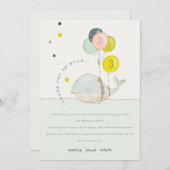 Cute Underwater ballon Heart Whale Kids Birthday Bedankkaart (Voorkant / Achterkant)