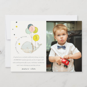 Cute Underwater Ballon Whale Foto's Birthday Bedankkaart