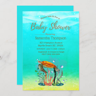 Cute underwater Zee Turtle Baby shower Invitation Kaart