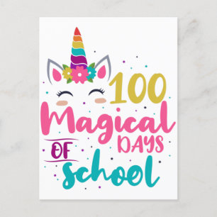 Cute Unicorn 100 magische schooldagen Briefkaart