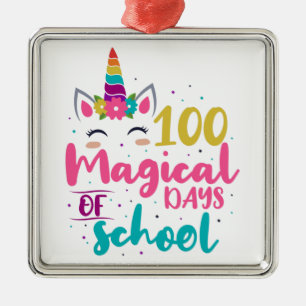 Cute Unicorn 100 magische schooldagen Metalen Ornament