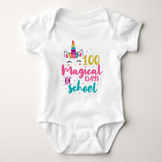 Cute Unicorn 100 magische schooldagen Romper (Voorkant)