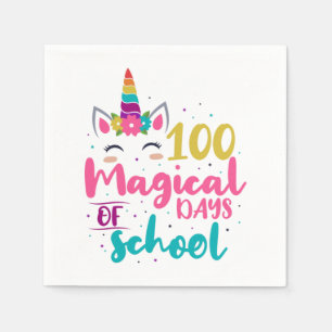 Cute Unicorn 100 magische schooldagen Servet