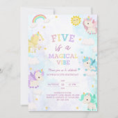 Cute Unicorn 5e anniversaire Invitation (Devant)