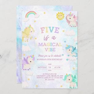 Cute Unicorn 5e anniversaire Invitation