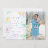 Cute Unicorn 5e anniversaire Invitation photo (Devant)