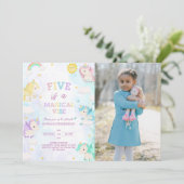 Cute Unicorn 5e anniversaire Invitation photo (Debout devant)