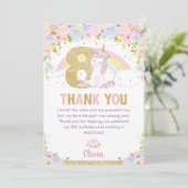 Cute Unicorn 8e anniversaire Rainbow Floral Merci (Debout devant)