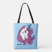Cute Unicorn aangepaste monogram en kleurenzakken Draagtas (Achterkant)