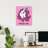 Cute Unicorn, aangepaste naam en poster kleur (Thuiskantoor)