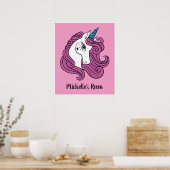 Cute Unicorn, aangepaste naam en poster kleur (Keuken)