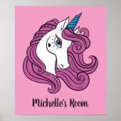 Cute Unicorn, aangepaste naam en poster kleur (Voorkant)