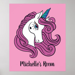Cute Unicorn, aangepaste naam en poster kleur