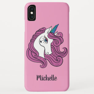 Cute Unicorn, aangepaste naam en telefoongesprekke iPhone XS Max Hoesje