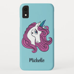 Cute Unicorn, aangepaste naam en telefoongesprekke iPhone XR Hoesje