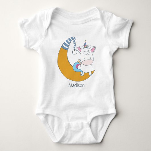 Cute Unicorn aangepaste naam kinderen kleding Romper (Voorkant)