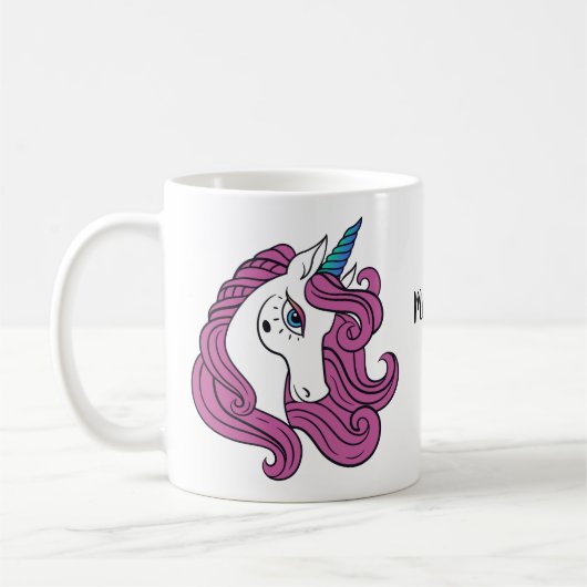 Cute Unicorn aangepaste name mokken (Links)