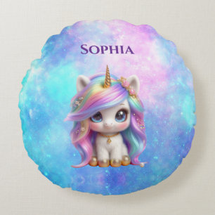 Cute Unicorn Accent Pillow Rond Kussen
