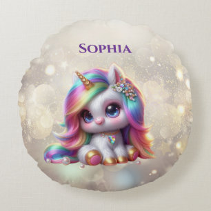 Cute Unicorn Accent Pillow Rond Kussen