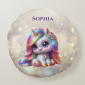Cute Unicorn Accent Pillow Rond Kussen (Achterkant)