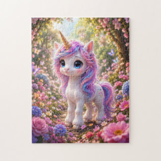 Cute Unicorn Among Flowers Jigsaw Puzzle Legpuzzel
