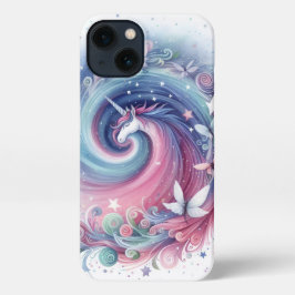 Cute Unicorn and Butterfly Design iPhone 13 Hoesje