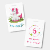 Cute Unicorn Anniversaire Badge Party Favoriser (Front & Back)