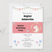 Cute Unicorn Anniversaire Fête Invitation (Devant)
