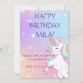 CUTE UNICORN ANNIVERSAIRE INVITATION (Devant)