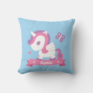 Cute Unicorn avec Wings Girls Coussin de déco