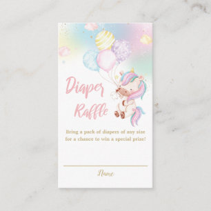 Cute Unicorn Baby Girl Shower Diaper Raffle Informatiekaartje