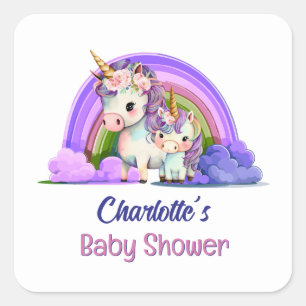 Cute Unicorn Baby shower Vierkante Sticker