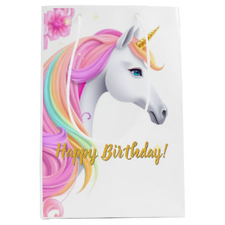 Cute Unicorn Birthday Gift Bag Medium Cadeauzakje