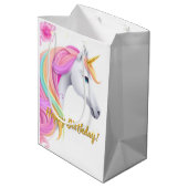 Cute Unicorn Birthday Gift Bag Medium Cadeauzakje (Achterkant Gekanteld)