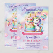 Cute Unicorn Birthday Kaart (Voorkant / Achterkant)