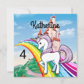 Cute UNICORN Birthday Personalize Girl's Name Age (Voorkant)