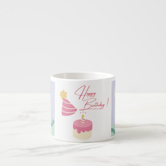 Cute Unicorn Birthday Theme Mug Espresso Kop (Voorkant)
