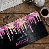 Cute unicorn Black glitter verjaardagsmonogram Bureaumat