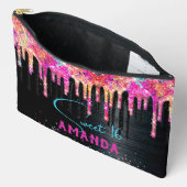 Cute unicorn Black glitter verjaardagsmonogram Etui (Open)